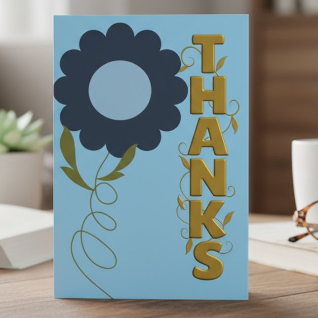 Navy and Gold Flower Gratitude Card (Say thanks with style. This floral card is perfect for gifts, kindness, or everyday appreciation.)