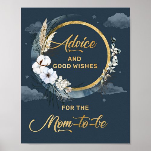 Navy and gold foil moon Advice for the mom_to_be Poster