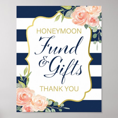 Navy and Gold Foil Wedding Sign 8x10