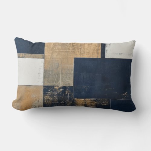 Navy and Gold Geometric  Lumbar Pillow