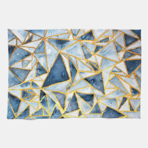 Navy and Gold Geometric Pattern Kitchen Towel