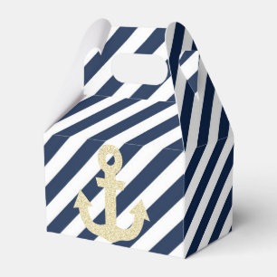 Navy and Gold Glitter Anchor Nautical Favor Box