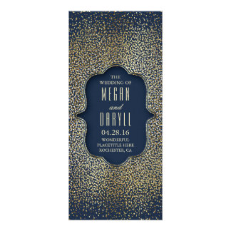 Navy and Gold Glitter Confetti Wedding Programs