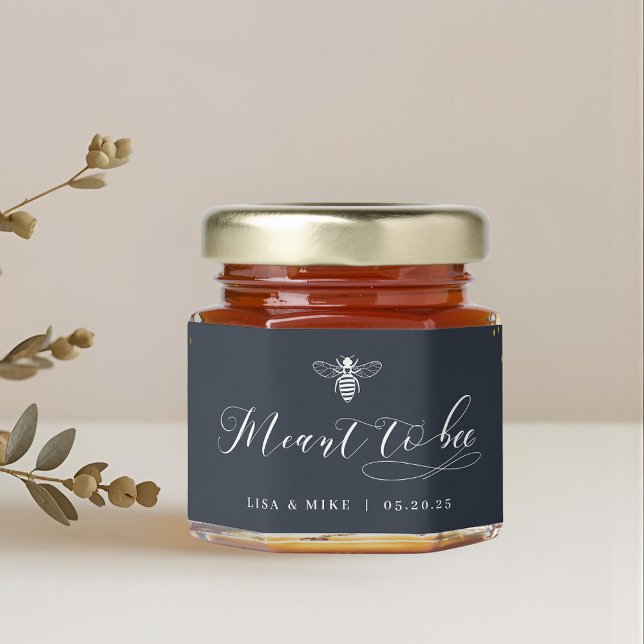 Navy and Gold Glitter Dots Meant to Bee Wedding Honey Jar Favors (Creator Uploaded)