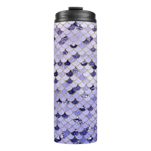 Navy and Gold Glitter Mermaid Scales Thermal Tumbler