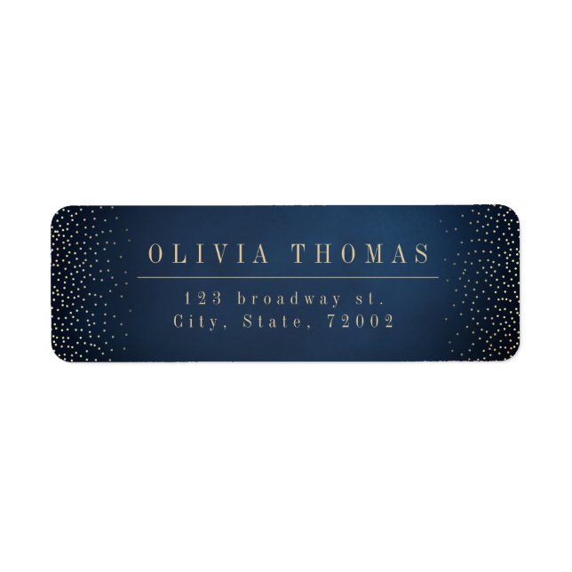 Navy And Gold Glitter Simple Return Address Label (Front)