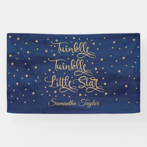 Navy and gold glitter twinkle twinkle little star banner