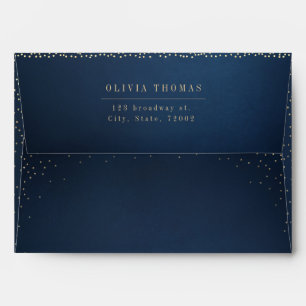 Navy And Gold Glitter wedding return address Envelope