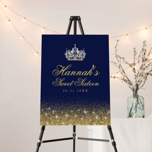 Navy and Gold Glitter Welcome Sign