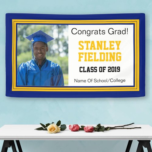 Navy and Gold Grad One Photo Banner