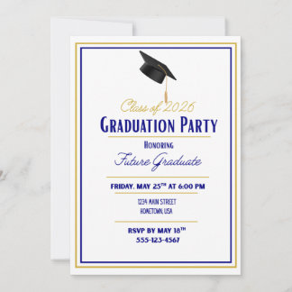 Navy and Gold Graduation Invitation