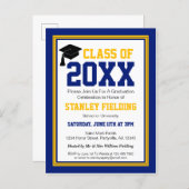 Navy and Gold Graduation Party Invitation Postcard (Front/Back)