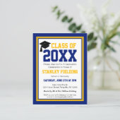 Navy and Gold Graduation Party Invitation Postcard (Standing Front)