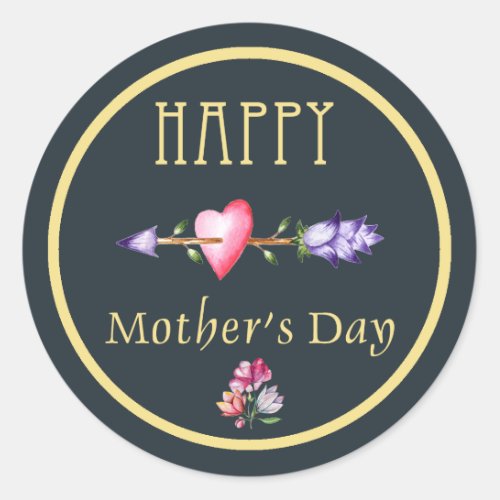 Navy And Gold Happy Mothers Day Classic Round Sticker