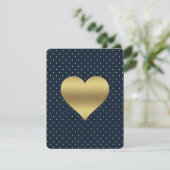 Navy And Gold Heart & Polka Dot Shower Party Invitation (Standing Front)