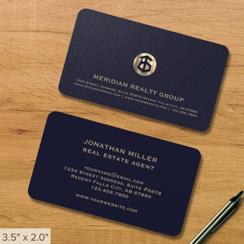 Navy and Gold House Logo Business Card