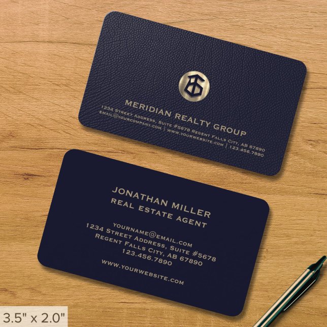 Navy and Gold House Logo Business Card (Creator Uploaded)