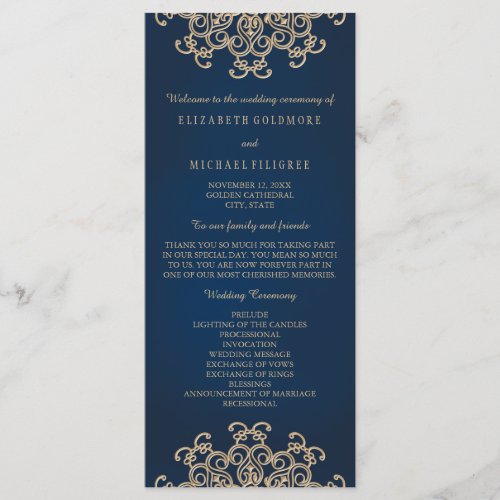 Navy and Gold Indian Inspired Wedding Program