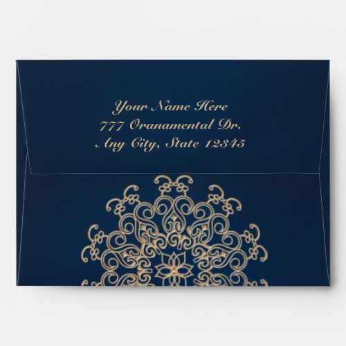 NAVY AND GOLD INDIAN STYLE ENVELOPE