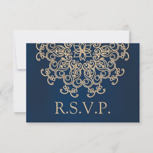 NAVY AND GOLD INDIAN STYLE WEDDING RESPONSE CARD
