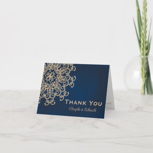 Navy and Gold Indian Style Wedding Thank You