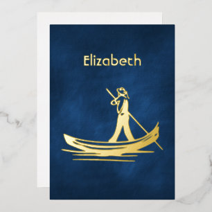 Navy and Gold Italian Wine Bridal Shower Foil Invitation