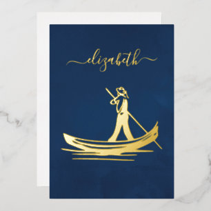 Navy and Gold Italian Wine Bridal Shower Foil Invitation