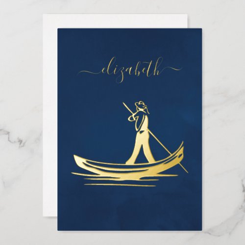  Navy and Gold Italian Wine Bridal Shower Foil Invitation