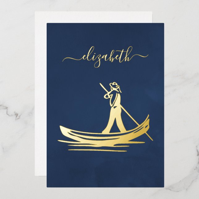  Navy and Gold Italian Wine Bridal Shower Foil Invitation (Front/Back)