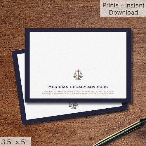Navy and Gold Justice Scale 35 x 5 Card