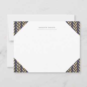 Navy And Gold Leaf Monogrammed Stationery Note Card by rileyandzoe at Zazzle
