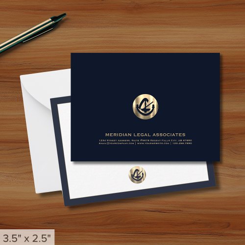 Navy and Gold Legal Note Card