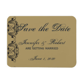 Navy and Gold Masquerade Save the Date Magnet