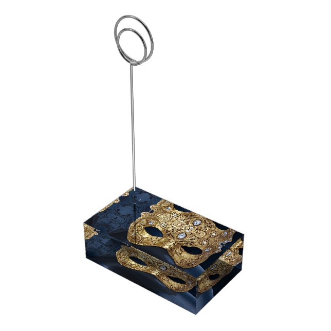 Navy and Gold Masquerade Table Number Holder (Corner)