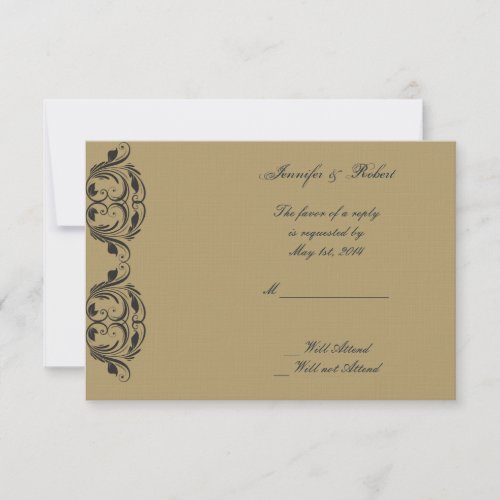 Navy and Gold Masquerade Wedding Response Card