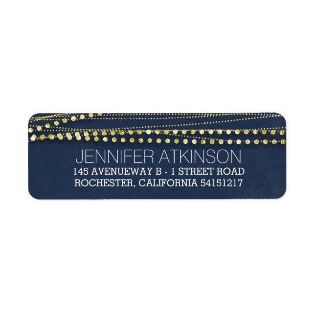 Navy and Gold Modern Wedding Label (Front)