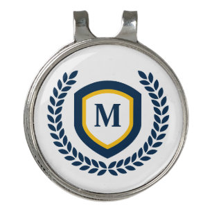 Navy and Gold Monogram Logo Crest Golf Hat Clip