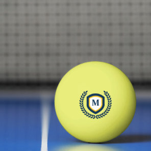Navy and Gold Monogram Logo Crest Ping Pong Ball