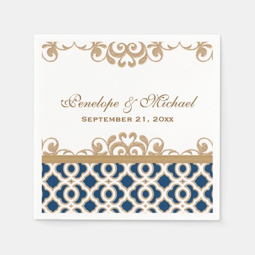 Navy and Gold Moroccan Wedding Napkins