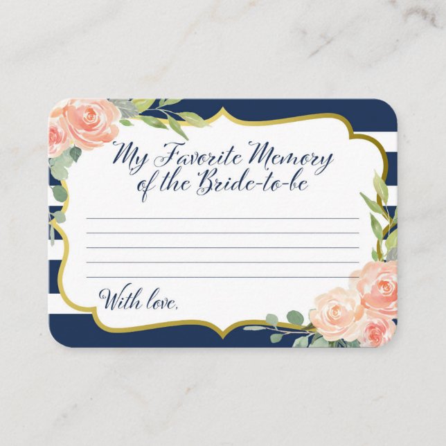 Navy and Gold My Favorite Memory of Bride Enclosure Card (Front)