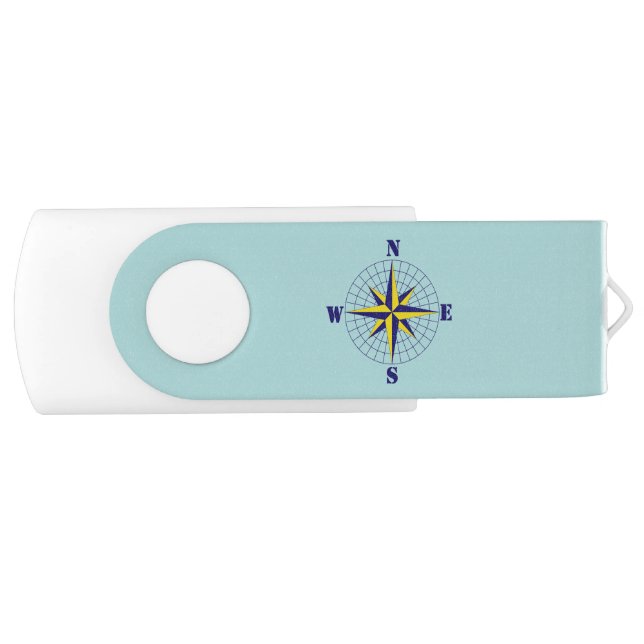 Navy and Gold Nautical Compass Rose Travel  Flash Drive (Front)