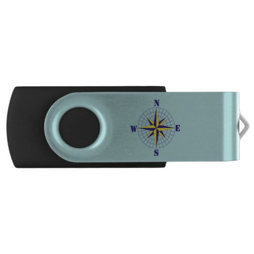 Navy and Gold Nautical Compass Rose Travel  Flash Drive