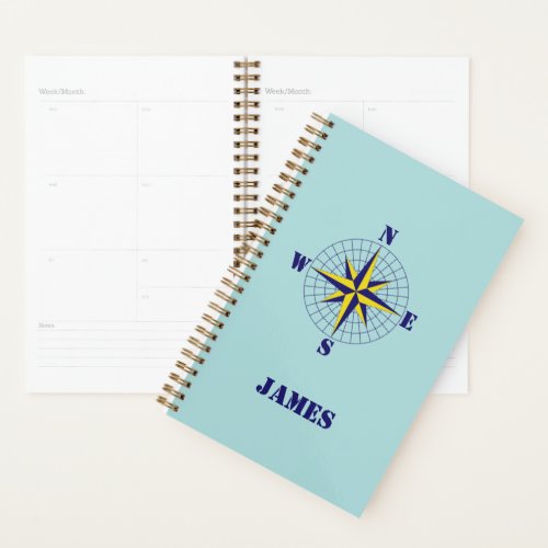 Navy and Gold Nautical Compass Rose Travel  Planner