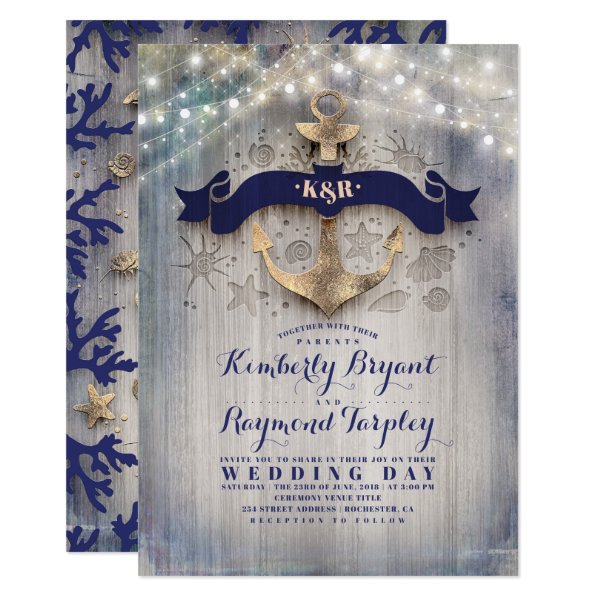 256701477513558062 Navy and Gold Nautical Rustic Anchor Beach Wedding Invitation