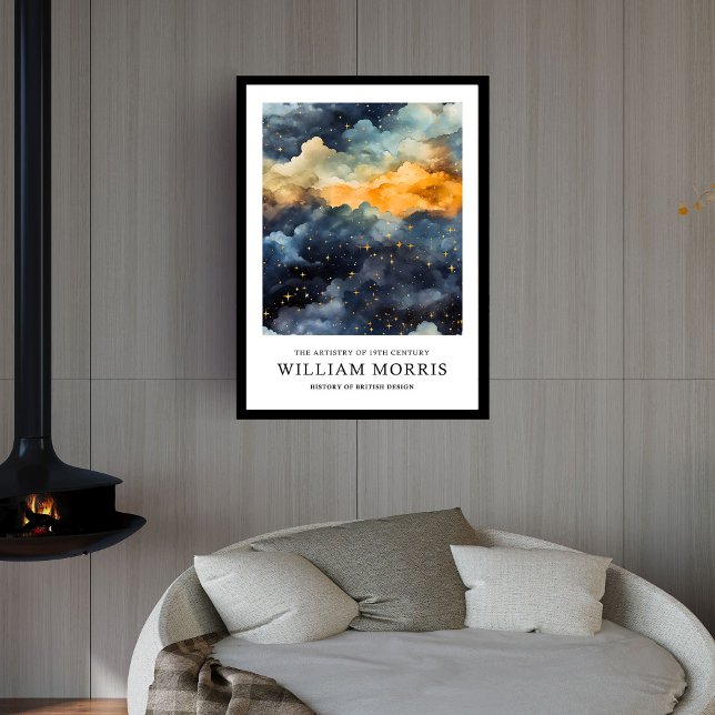 Navy and gold night sky William Morris nouveau Framed Art (Navy and gold night sky William Morris nouveau Framed Art)