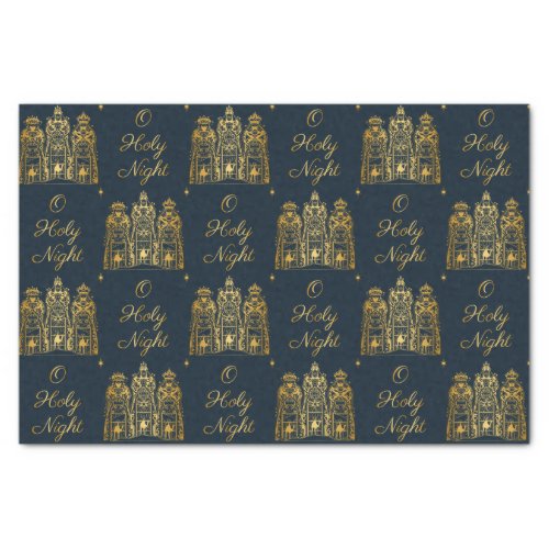 Navy and Gold O Holy Night Three Wise Men Tissue Paper