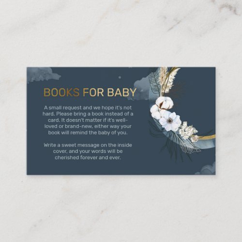 Navy and gold pampas over the moon book request  enclosure card