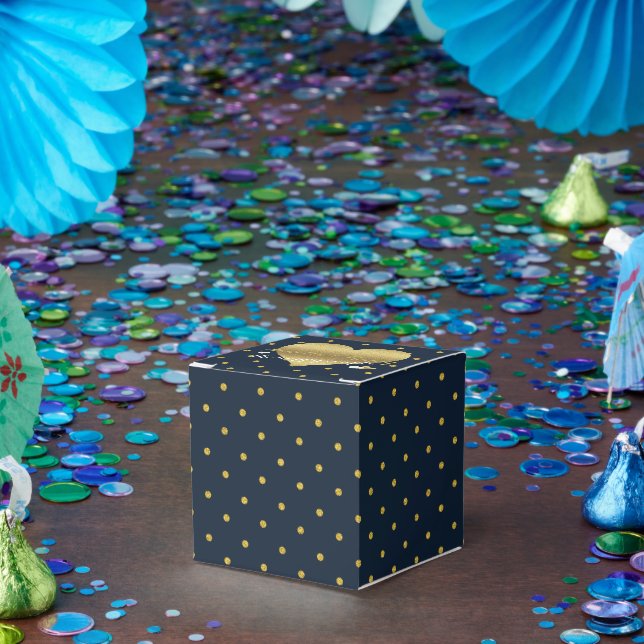 Navy And Gold Polka Dots Party Favor Boxes (Party)