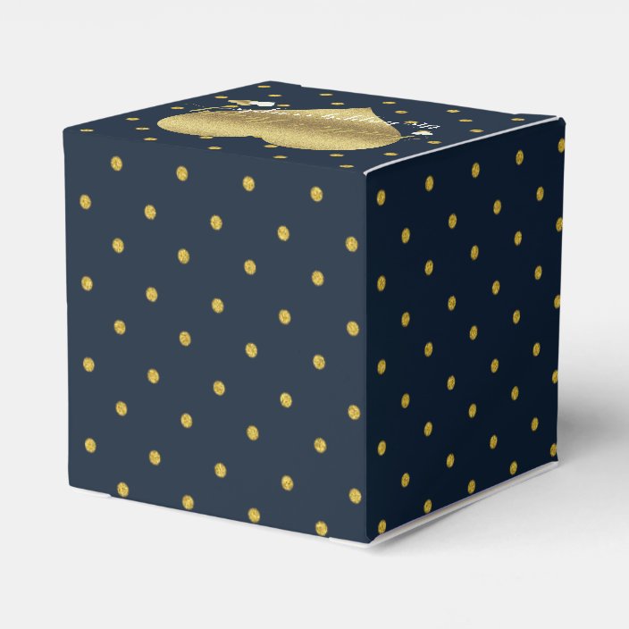 Navy And Gold Polka Dots Party Favor Boxes Zazzle Com