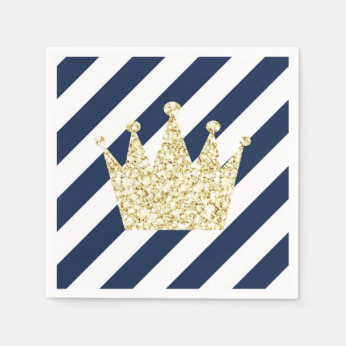 Navy and Gold Prince Crown Napkins